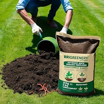 Brigreenery Organic Vermicompost Organic Fertilizer for Plants - 25 Kg | 100% Natural Organic Fertilizer | Perfect for Indoor & Outdoor Plants - image, photos