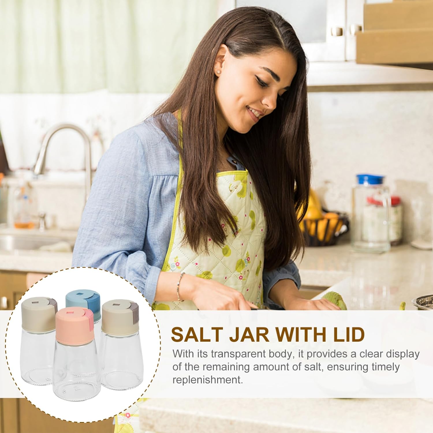 Luxshiny 4pcs Salt Pepper Shaker Metering Seasoning Dispenser Jar Fine Salt Shaker