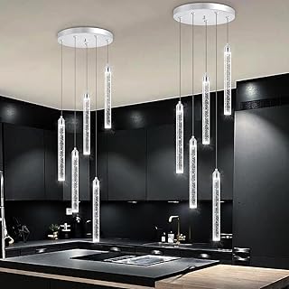5 Light Mini Chandelier LED Pendant Lighting for Kitchen Island Modern Bubble Crystal Pendant Light Adjustable Pendant Light Fixture Chrome Ceiling Handing Lights for Dinning Room Bedroom 2700K 6000K