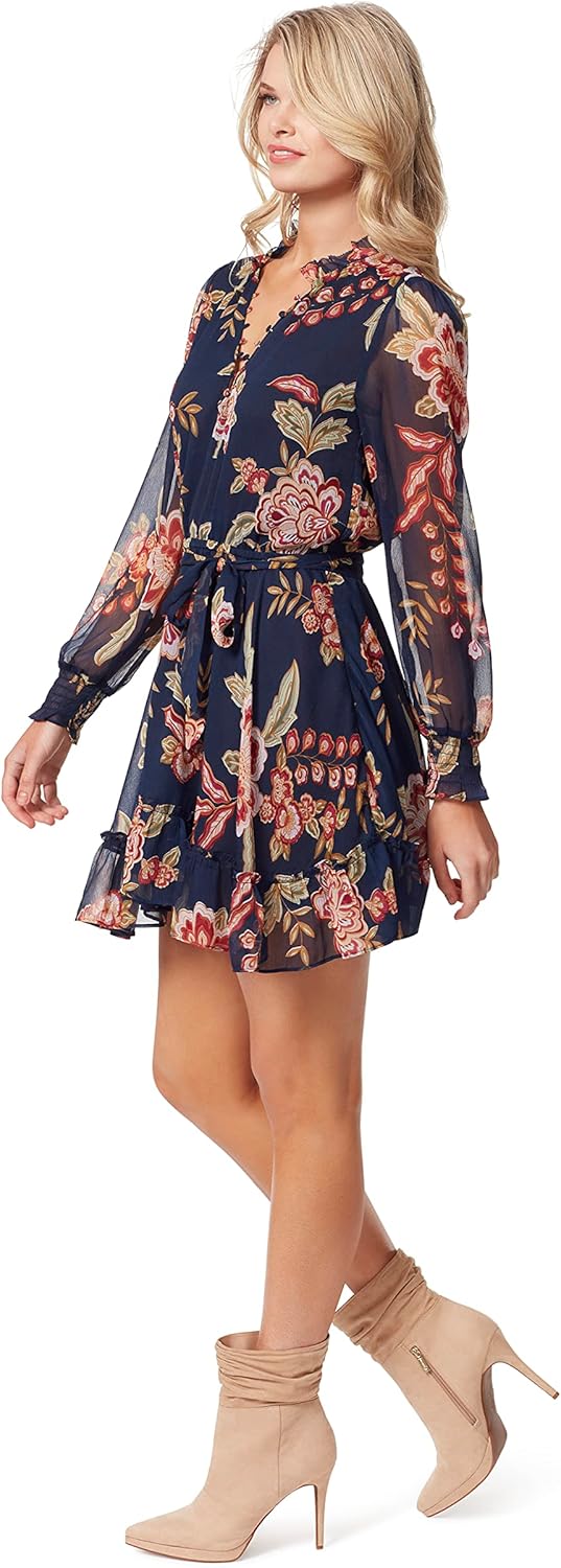 Jessica Simpson Womens Zephyr Belted Long Sleeve Mini Dress - Image 2