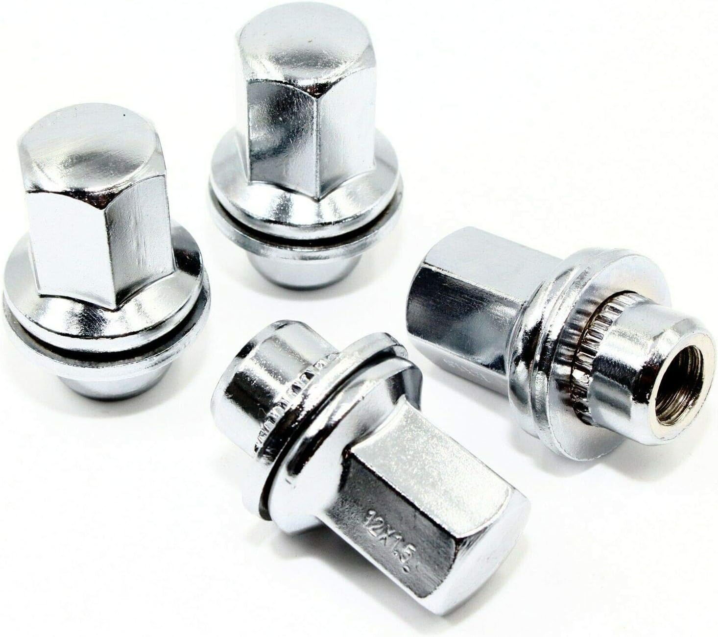 Set of 20 Veritek 12x1.5mm 1.65 Inch Overall Length 3/4 19mm Hex Mag Seat w/Washer Chrome Lug Nuts for Jaguar Factory Wheels C2C35294010