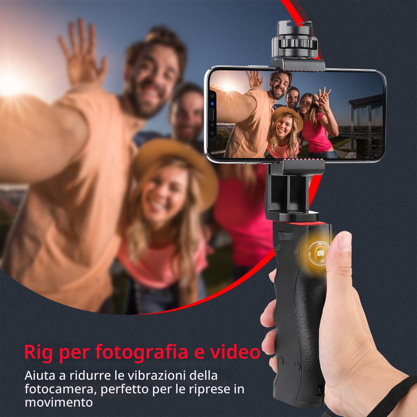 Zeadio Vlogging - Stabilizzatore wireless per smartphone, con morsetto di montaggio e scatto remoto per iPhone, telefoni Android e altri smartphone