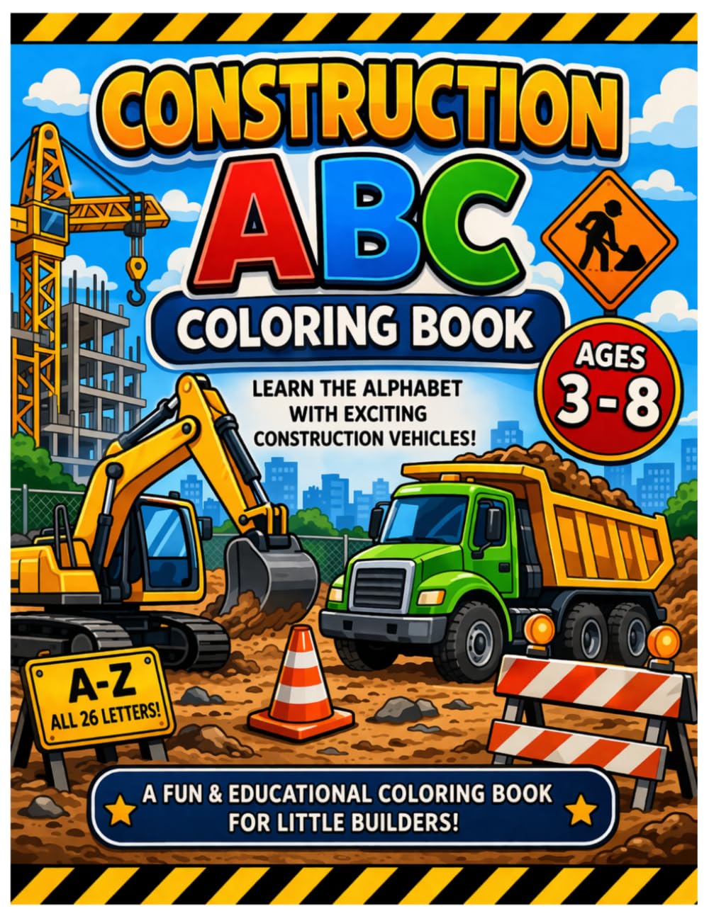 Construction ABC Coloring Book for Kids Ages 3–8: Learn the alphabet with exciting construction vehicles!