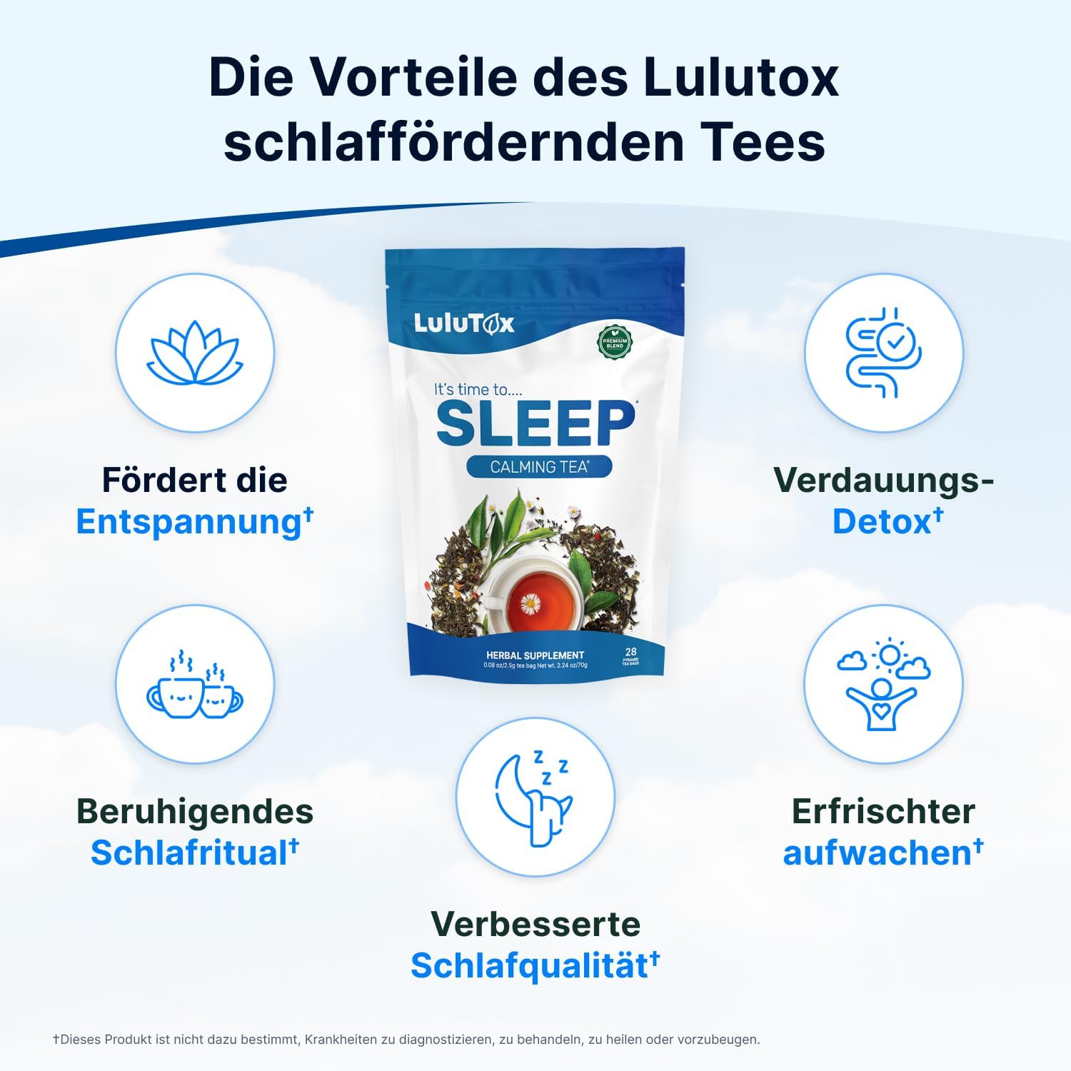 Lulutox Kräutertee Bundle – Kamille Lavendel Abendtee (28 Pyramiden-Teebeutel) & Pfirsich Kräutertee (84 Portionen) – Koffeinfreie Kräutertee Vielfalt