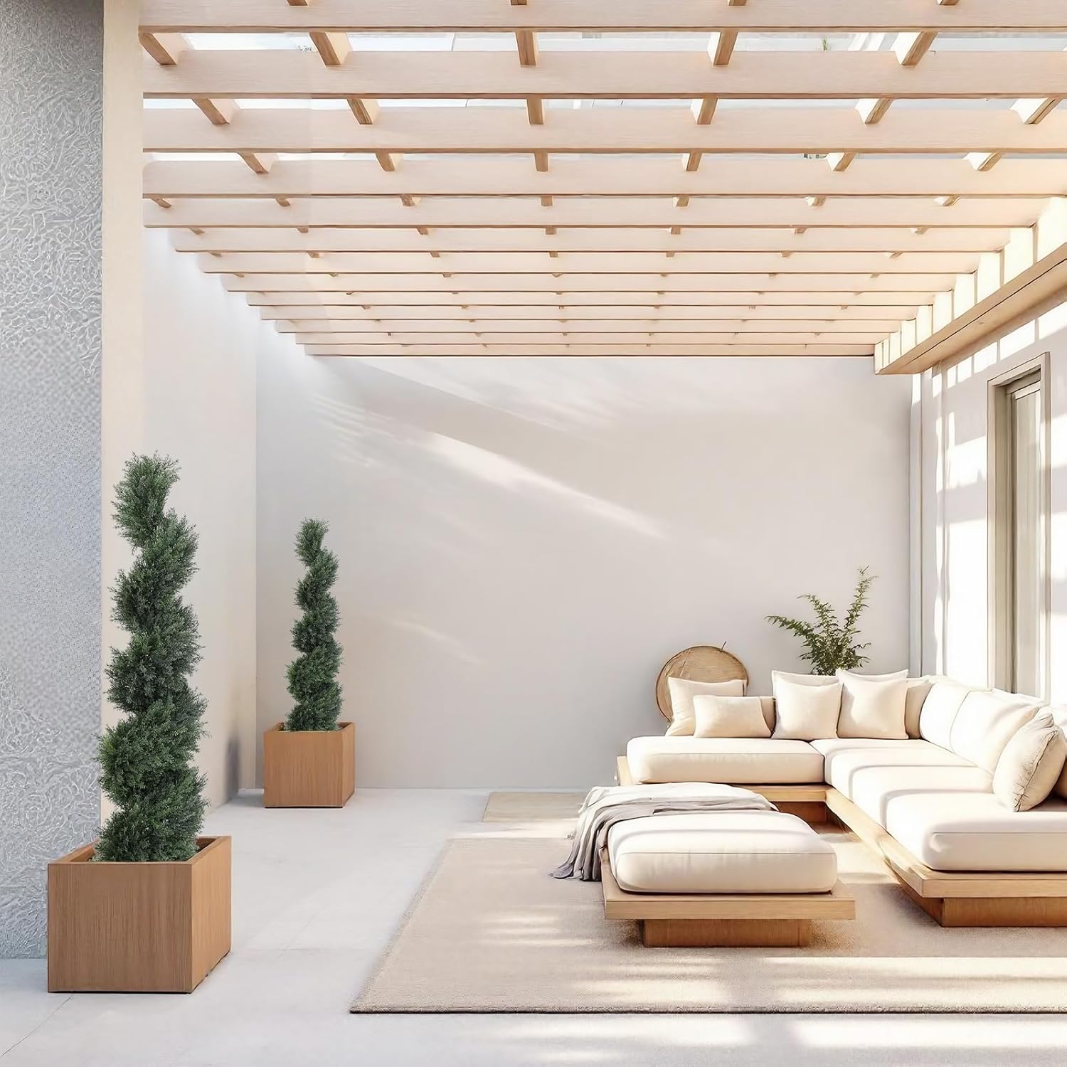 THE BLOOM TIMES 4ft Tall Spiral Artificial Topiary Trees Set of 2, 48 inch Large Faux Cedar Trees for Outdoor Planters, Fake Cypress Plants for Garden Front Porch Indoor Outside Christmas Decor 4 Foot - Image 5