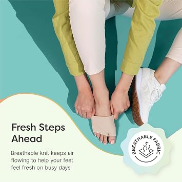 ZenToes Metatarsal Pads for Men and Women - Ball of Foot Support Cushions for Sesamoiditis, Metatarsalgia, Morton's Neuroma - 2 Pairs Fabric Sleeves with Gel Inserts (Small, Beige) (Pack of 2)