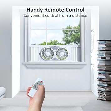 shinic 9 Twin Window Fan, Reversible Airflow, Remote, 24-37 White | ETL certified safe. 3 speeds & 3 modes. Built-in bug screen. Easy remote control