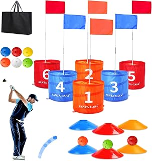 SANTA CASA Golf Backyard Bucket Game - 6-Hole Portable Yard Games Golf Chipping Practice Set for Adults & Pros, Lawn Golf Training, Family Fun at Beach & Park for Dad, Man, Teens