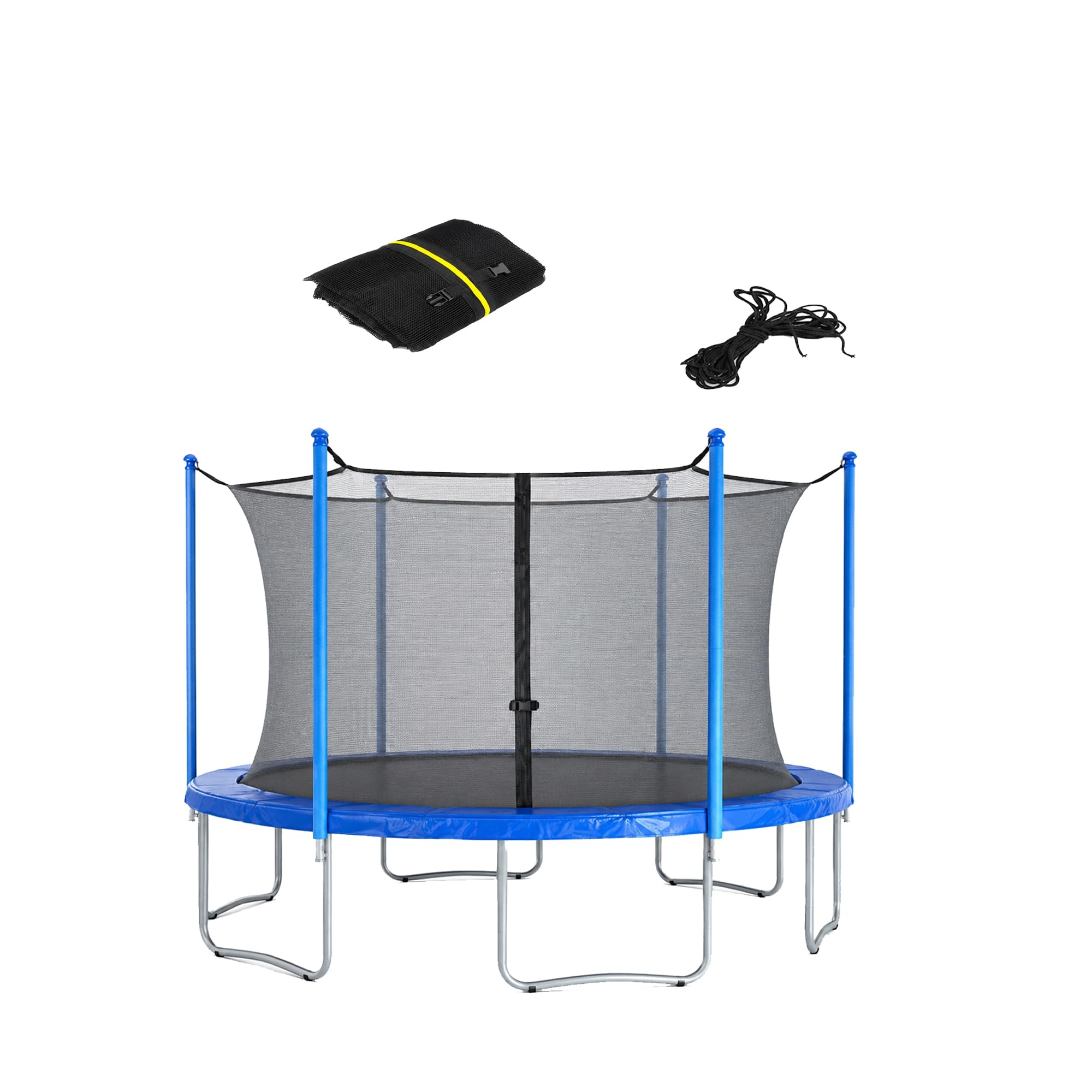 Trampolin Sicherheitsnetz Ersatz, PE Innenumzäunungsnetz mit Doppelkopf-Reißverschluss, Sicherheitsschnallen & Verstellbare Gurte, witterungsbeständiges Netz für runde Gartentrampoline