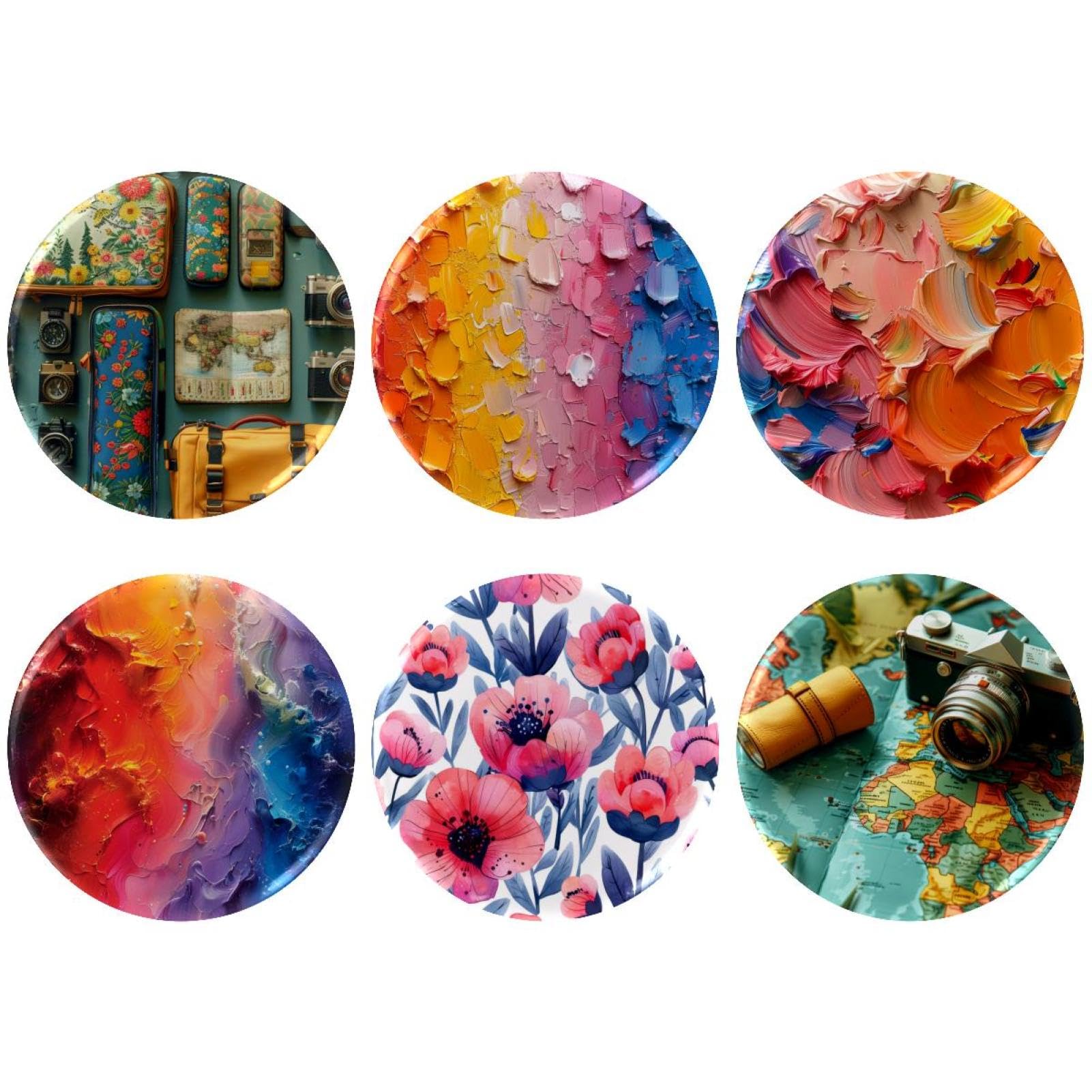 6-Pack Children's Durable and Trendy Button Pins, Adorable Brooches Perfect for Attaching to Clothes, Backpacks, Caps, and Jackets, Rainbow Color