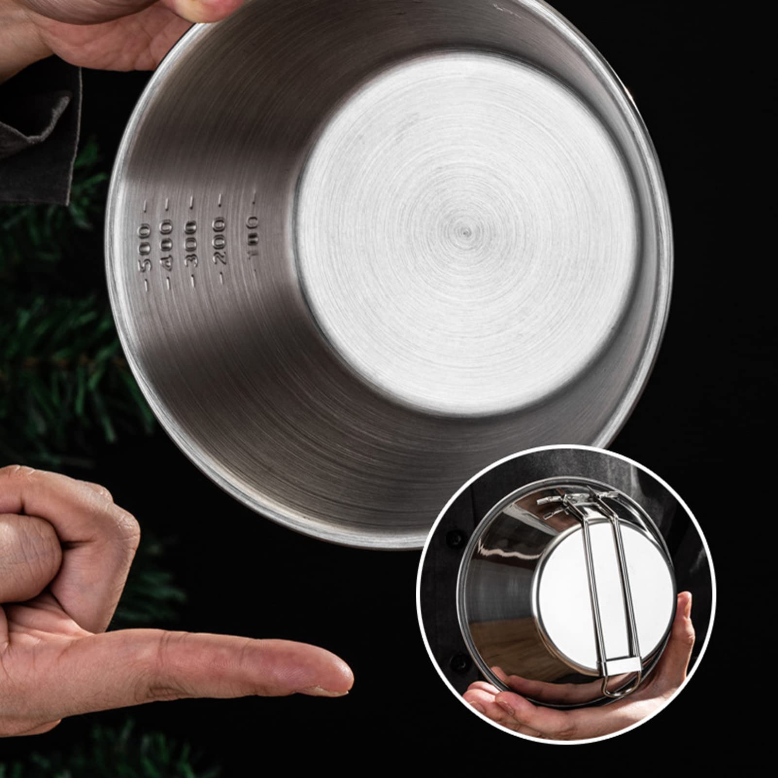 ifundom 3 Stück Japanische Schalen Camping Schüssel aus 304 Edelstahl 500ml mit Skala Leicht und Kompakt für Outdoor Camping