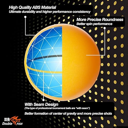 Miniatura 4 de DOUBLE FISH Pelotas de ping pong  Pelotas de tenis de mesa de 3 estrellas blancas y naranjas  Pelotas de alto rendimiento V40+ ABS Pelota de