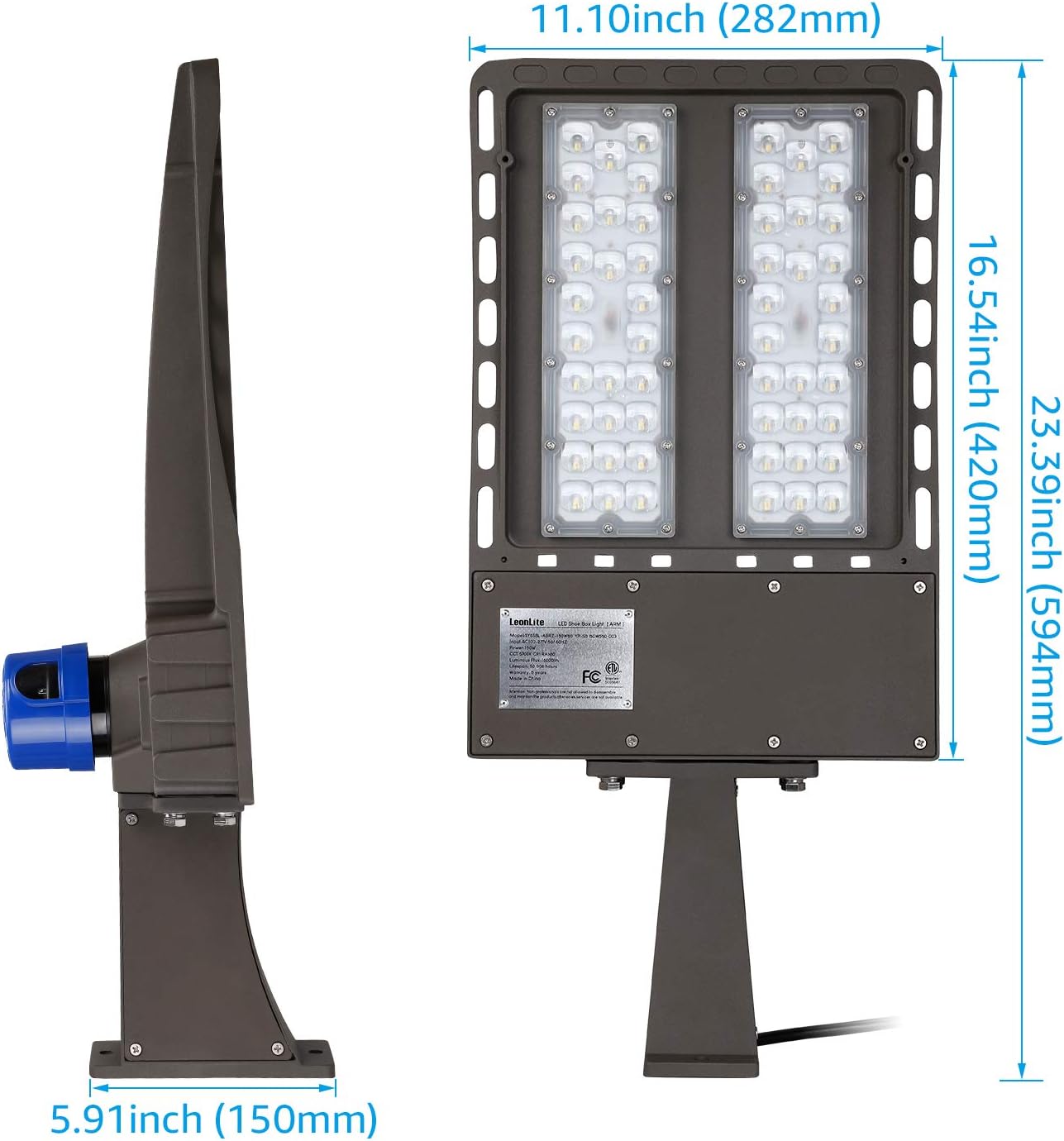 Top Rated LEONLITE Wall Mounted LED Parking Lot Light, 150W(450W Eqv.) Dusk to Dawn Commercial Shoebox Lights, IP65 Street Lighting Fixture, 5000K Daylight