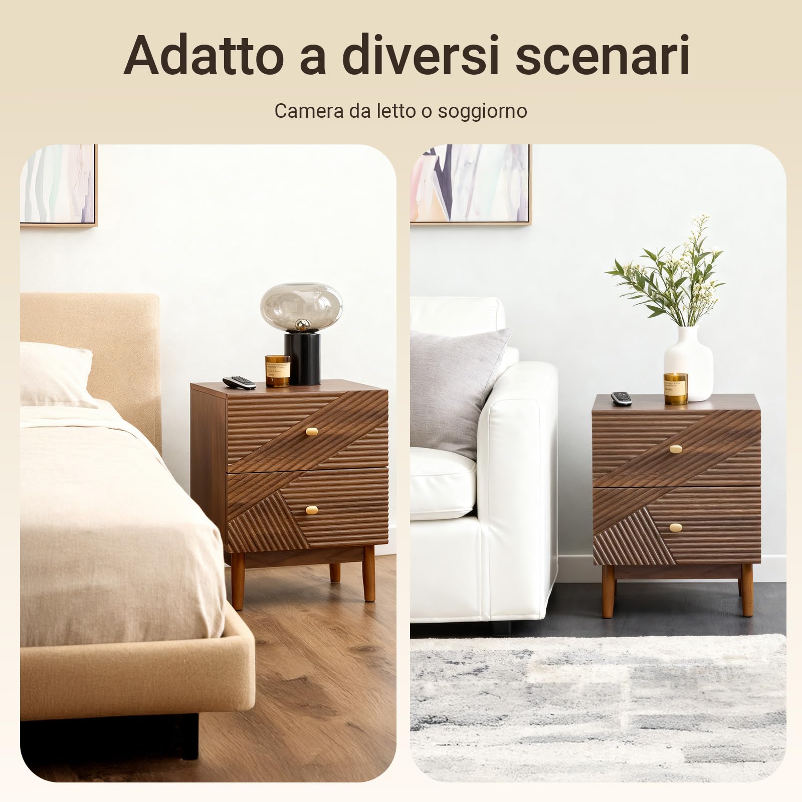 SoBuy comodino vintage con 2 cassetti in legno L45xP40xH58cm