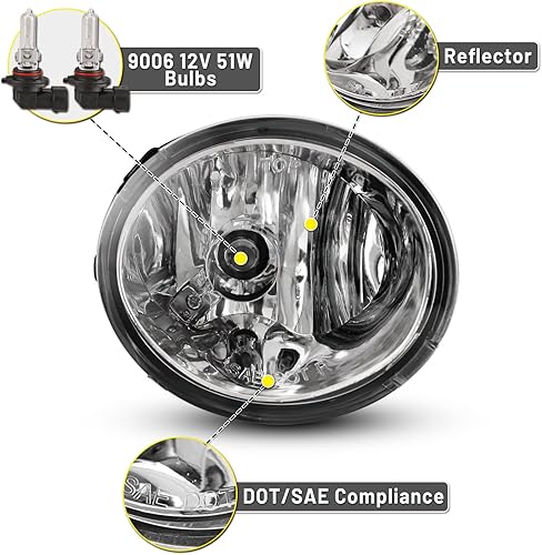 Miniatura 3 de Conjunto de lámparas antiniebla para Toyota Sequoia 2001-2007 Tundra 2000-2006 Reemplazo del pasajero del conductor, CBUS30-0076-09