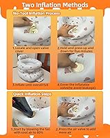 Vista 7 de Asiento de bebé inflable mejorado con bandeja para bebés de 3 a 36 meses, asiento de bumbo con bomba de aire integrada con bandeja, silla de bebé