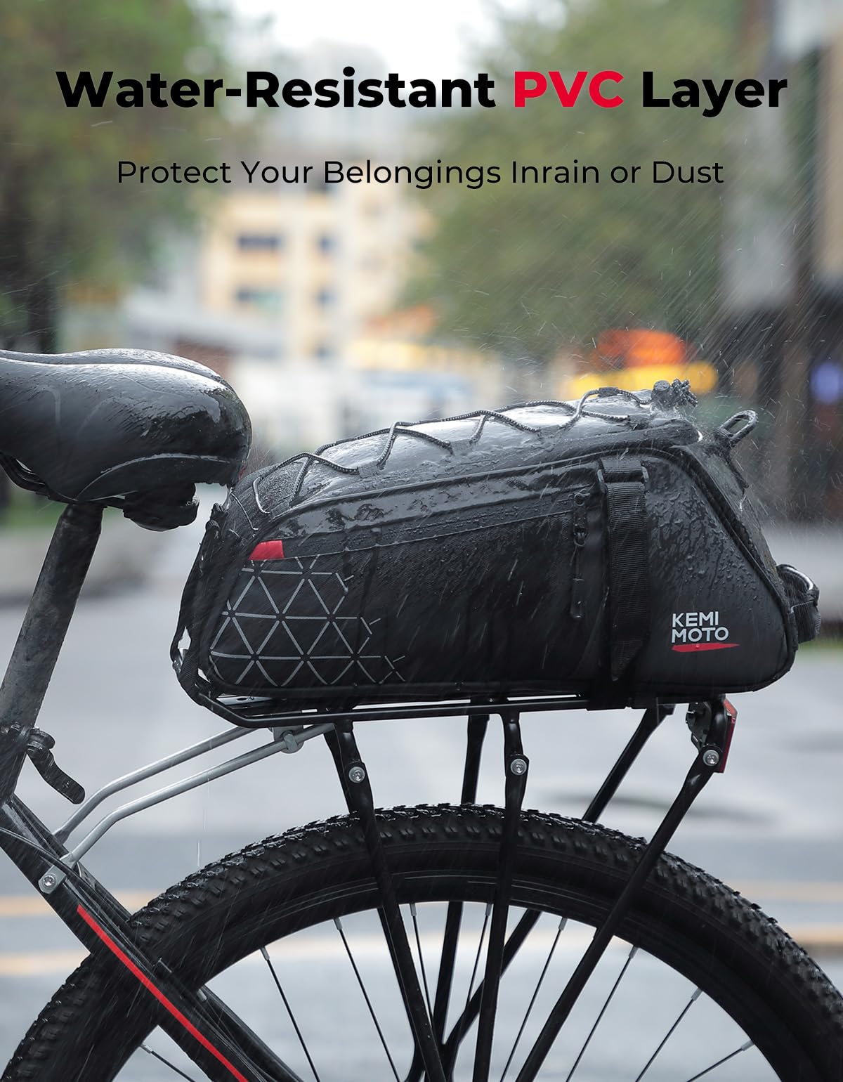 KEMIMOTO 2-in-1 Fahrradtasche für Gepäckträger hinten – 8L Wasserabweisende Gepäckträgertasche für Pendler & Kurzreisen, mit Schultergurt, Tragegriff & Mehreren Fächern,Schwarz