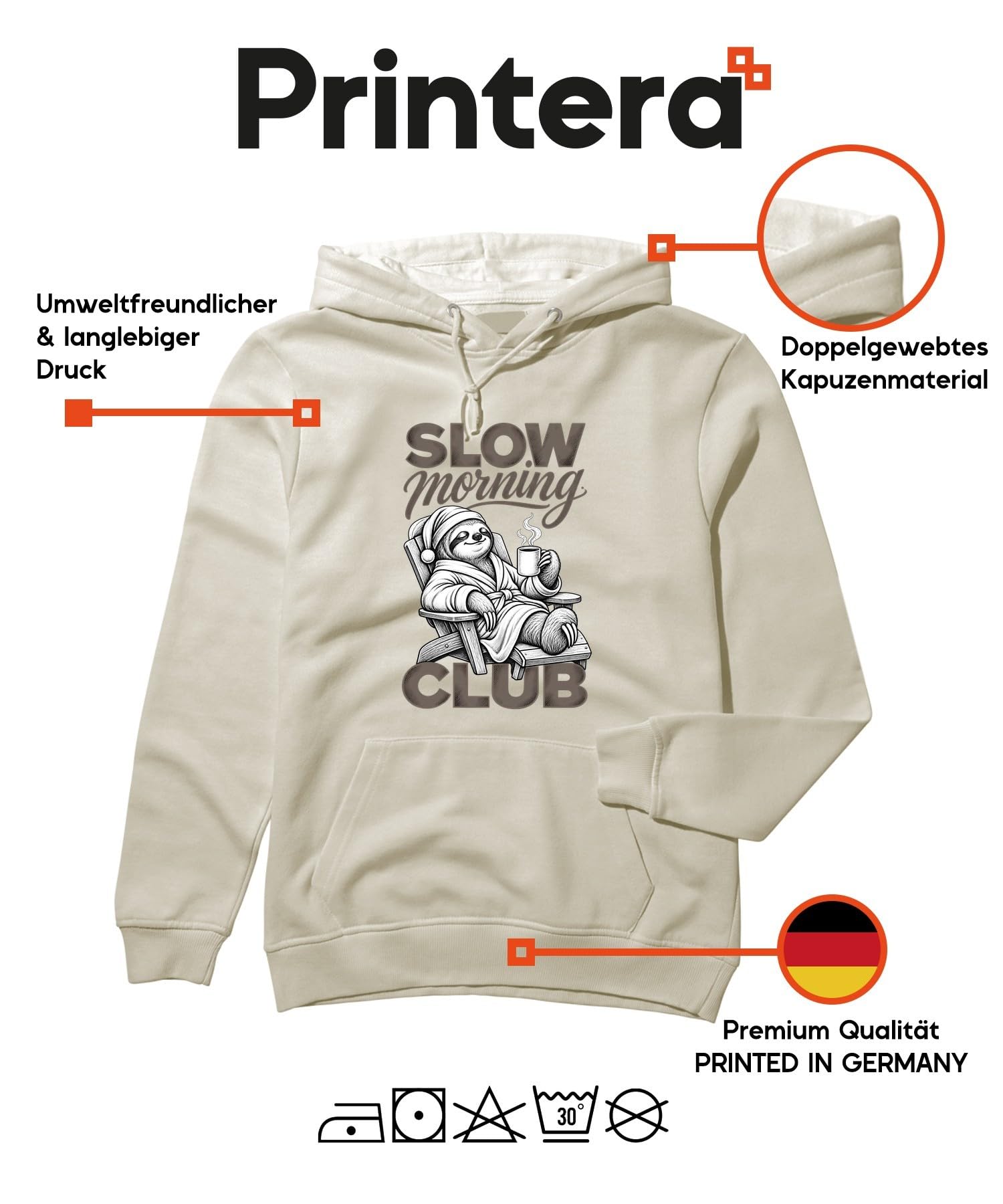 Slow Morning Club Leniwiec, kawa, bluza z kapturem
