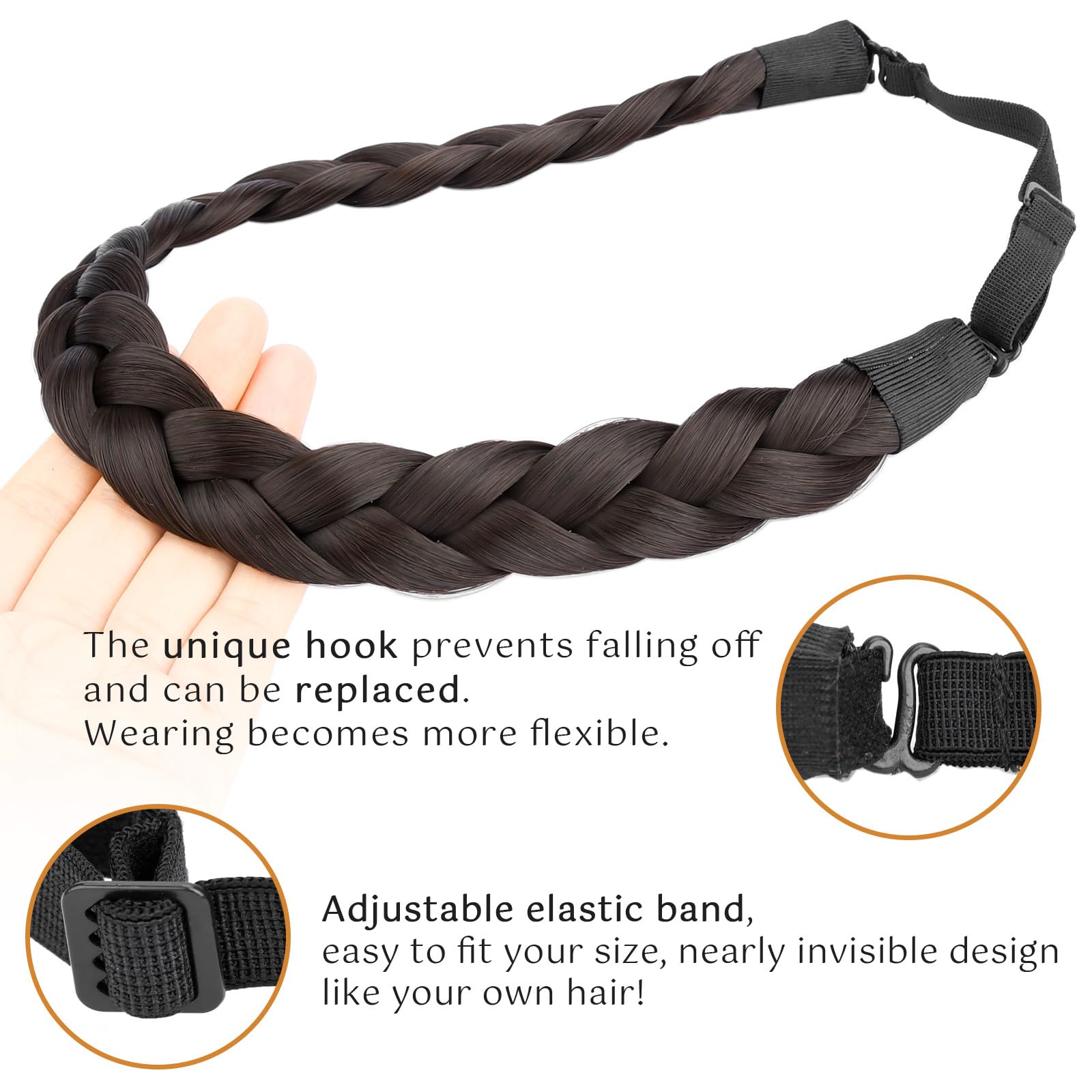 Amazon.com : DIGUAN Synthetic Hair Braided Headband Classic  display picture 3