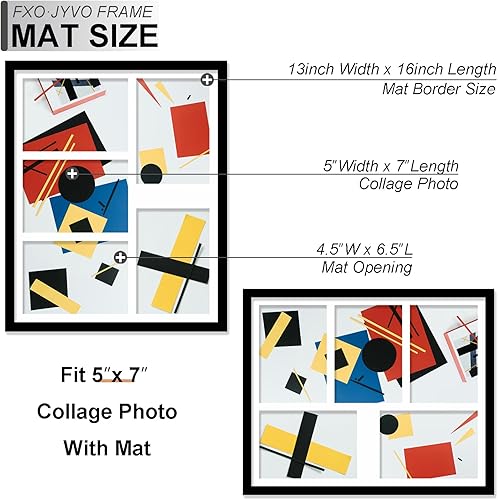 Miniatura 3 de Juego de 6 marcos de fotos de 5 x 7 pulgadas, para 5 fotografías de 5 x 7 pulgadas o fotos de 13 x 16 pulgadas sin paspartú, peso ligero y marco