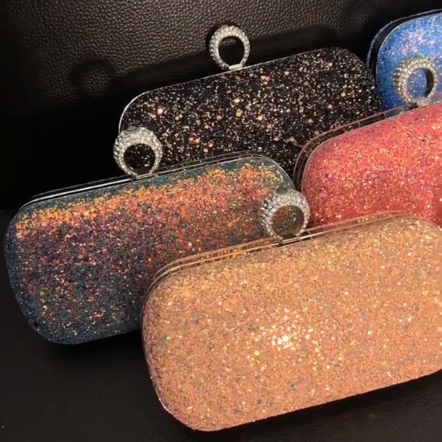 Pochette Da Donna Glitterata Con Paillettes – Borsa Da Sera Elegante Con Catena – Clutch Per Matrimoni, Feste E Balli (20.5x15x6.5 Cm) - 2