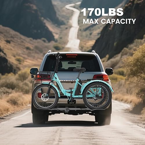 Miniatura 2 de ABORON Fat Tire - Soporte de enganche de triciclo para SUV, camión, RV, portabicicletas plegable de alta resistencia para bicicletas de 3 ruedas, se