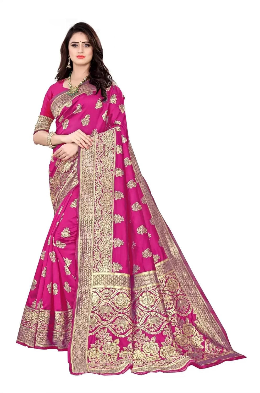 Sugathari Women’s Banarasi Saree Pure Kanjivaram Silk Saree Soft new ladies 2023 Design Wear Pattu Sarees Latest Cotton Party Sari collections With Blouse Piece for Wedding sadi (PARI 63 NEW WINE)