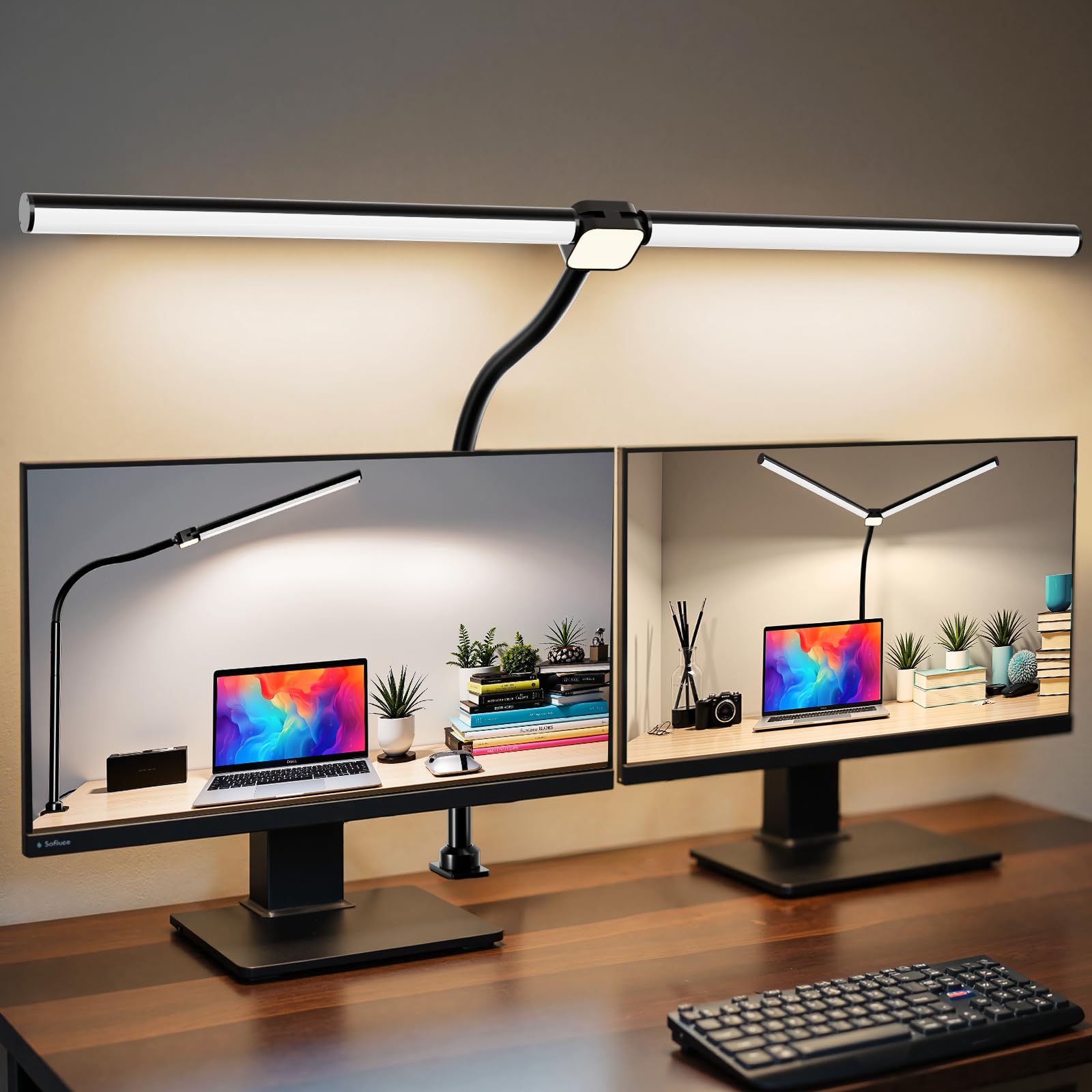 Lampa biurkowa LED do domowego biura, troskliwa lampa biurkowa ze zmniejszonym niebieskim spektrum, monitor komputerowy, oświetlenie stołowe, 30 modeli oświetlenia, regulowana elastyczna