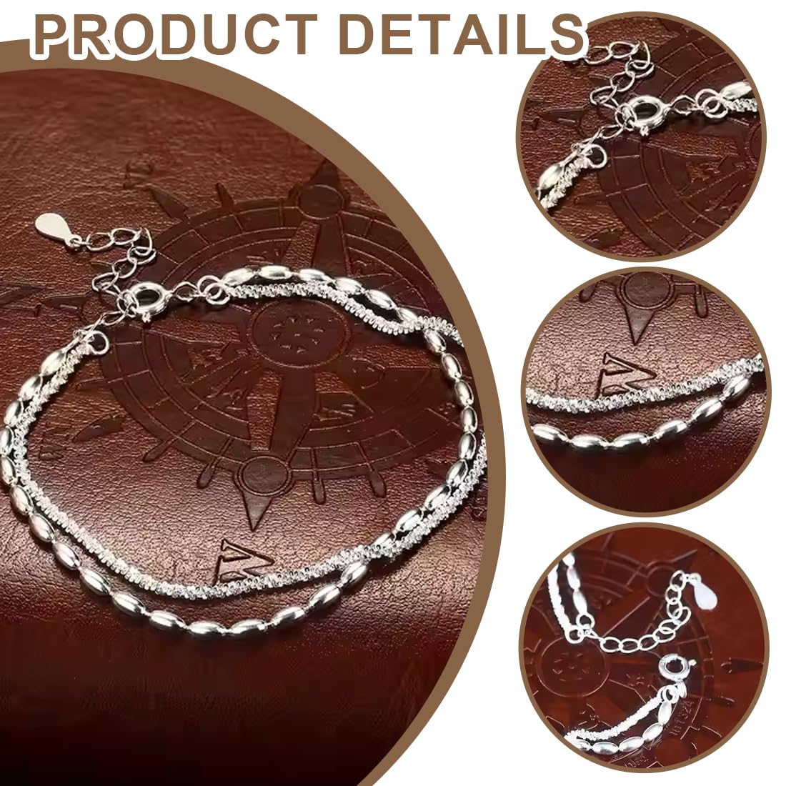 Cavigliera Donna Argento 925, Elegante e Impermeabile, Regolabile, Cavigliera in Argento Sterling per Spiaggia e Uso Quotidiano
