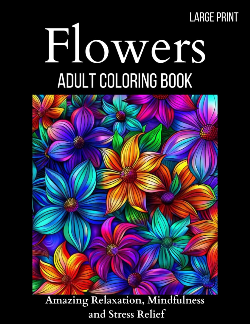 FlowersAdult Coloring Book in Large Print With Flower Patterns and