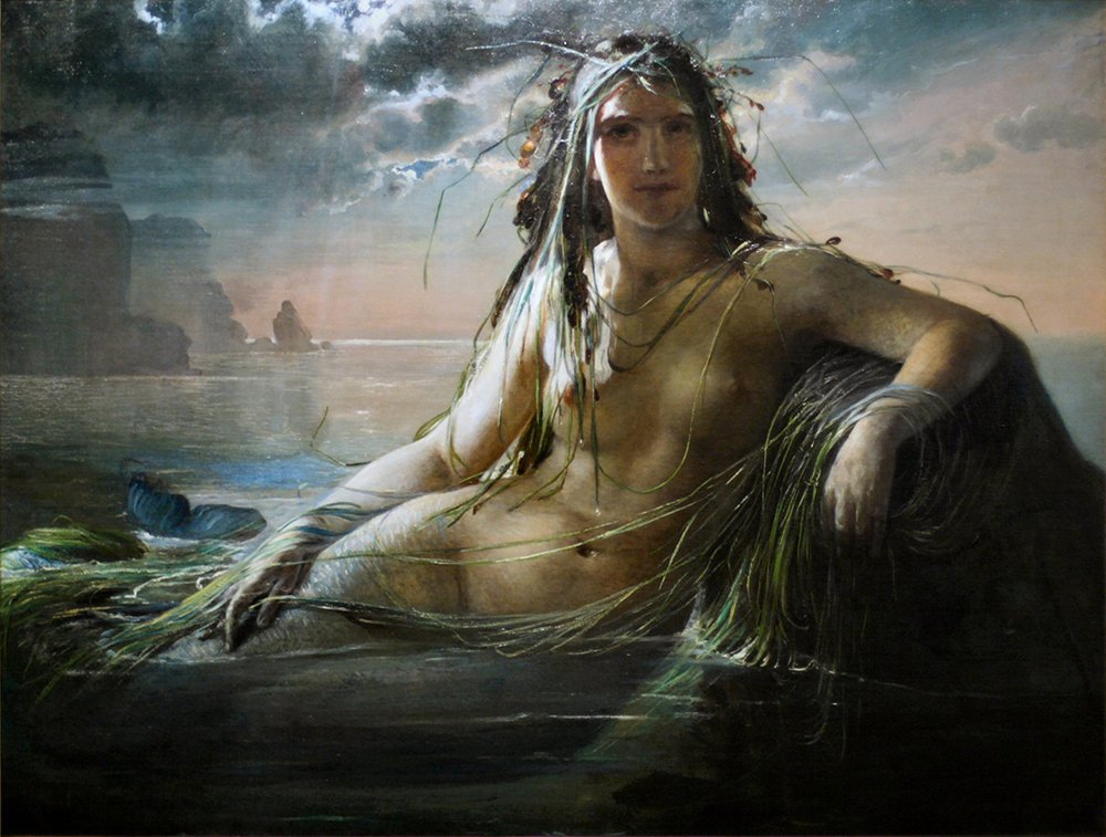 Arte de John William Waterhouse en cuadro pequeño de Elisabeth Jerichau con marco marrón mate