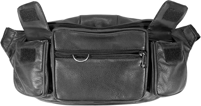 Paul Walter-Fanny Pack,Multi Zippered Waist Bag,Hip Belt Bag,Purse Black,Sports Bag,Large Crossbody Fanny Pack Lambskin Leather,ID Pouch,Gift For Men/Women,Hands Free Phone Belt Bag