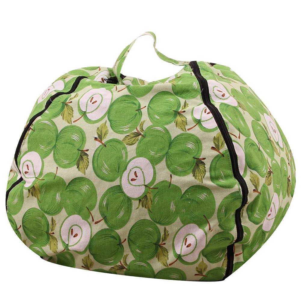 amropi Canvas Stuffed Animal Storage Bean Bag Chair 38" Kids Plush Toy Clothes Quilts Organizer Soft Seat Cover, Green