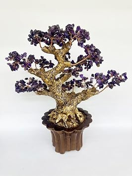 17.7 Inch Feng Shui Money Tree, Large Crystal Quartz Lucky Tree, Gem Tree for Office Home Feng Shui Decoration for Wealth/Fortune and Luck (Amethyst Crystal)
