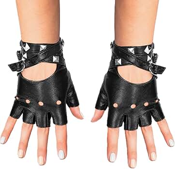 Amazon.com: Skeleteen Fingerless Faux Leather Gloves - Black Biker