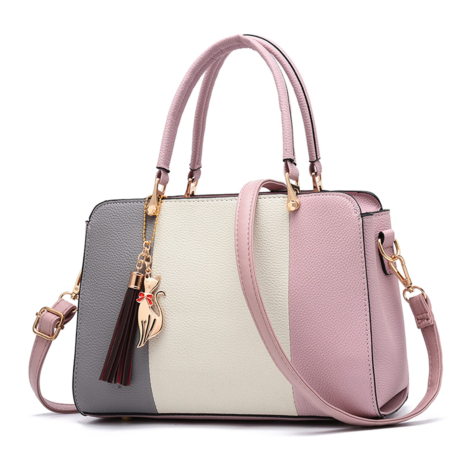 FANDARE Elegante Mujer Bolso Mano con Colgante Bolsos de Bandolera Impermeable PU Cuero para Viaje Trabajo Compras Crossbody Bag