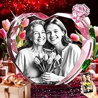 Vista 11 de 3D Crystal Photo with Red Crystal Rose, Personalized Mothers Day Gifts for Mom, Wife, Women, Her, Girlfriend, Couple, Customized Glass Photo