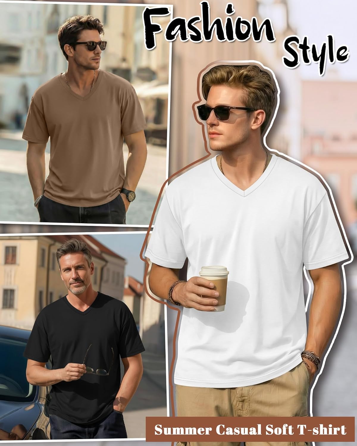 3 Pack Men's Big and Tall Shirts Cotton V Neck L-5xl Plus Size Short Sleeve Soft Casual 2026 Summer Tee