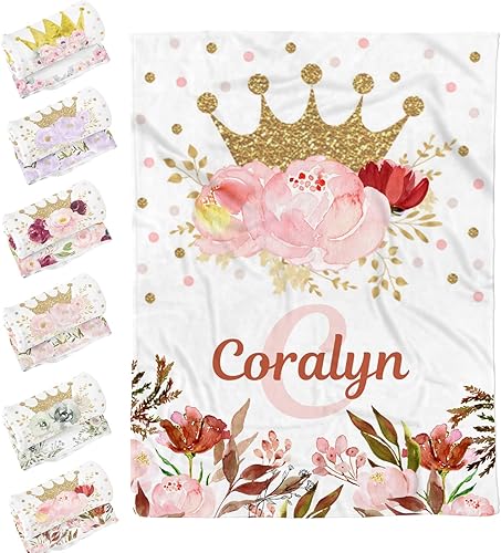 Mantas de bebé personalizadas para niños y niñas manta de bebé personalizada para niñas y niños manta de bebé personalizada con nombre corona mantas