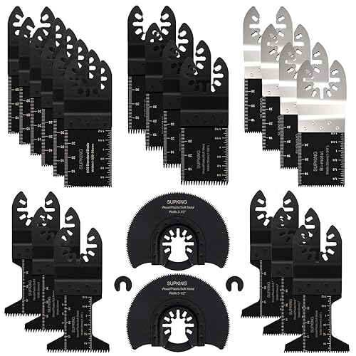 SupKing 24 hojas de sierra oscilantes, kits de cuchillas multiherramientas profesionales de titanio para metal y madera, cuchillas multiherramienta