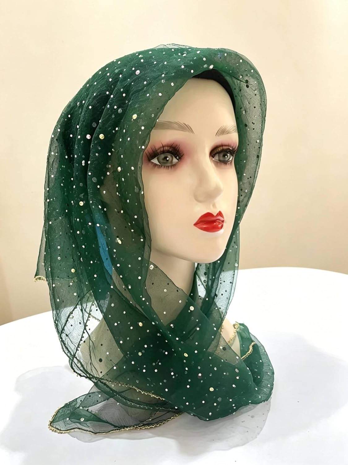 Women's Sparkling Head Scarf,Rhinestone Mesh Hair Scarf,Lightweight Soft Hair Wrap,Versatile Temperament Glitter Hair image 2