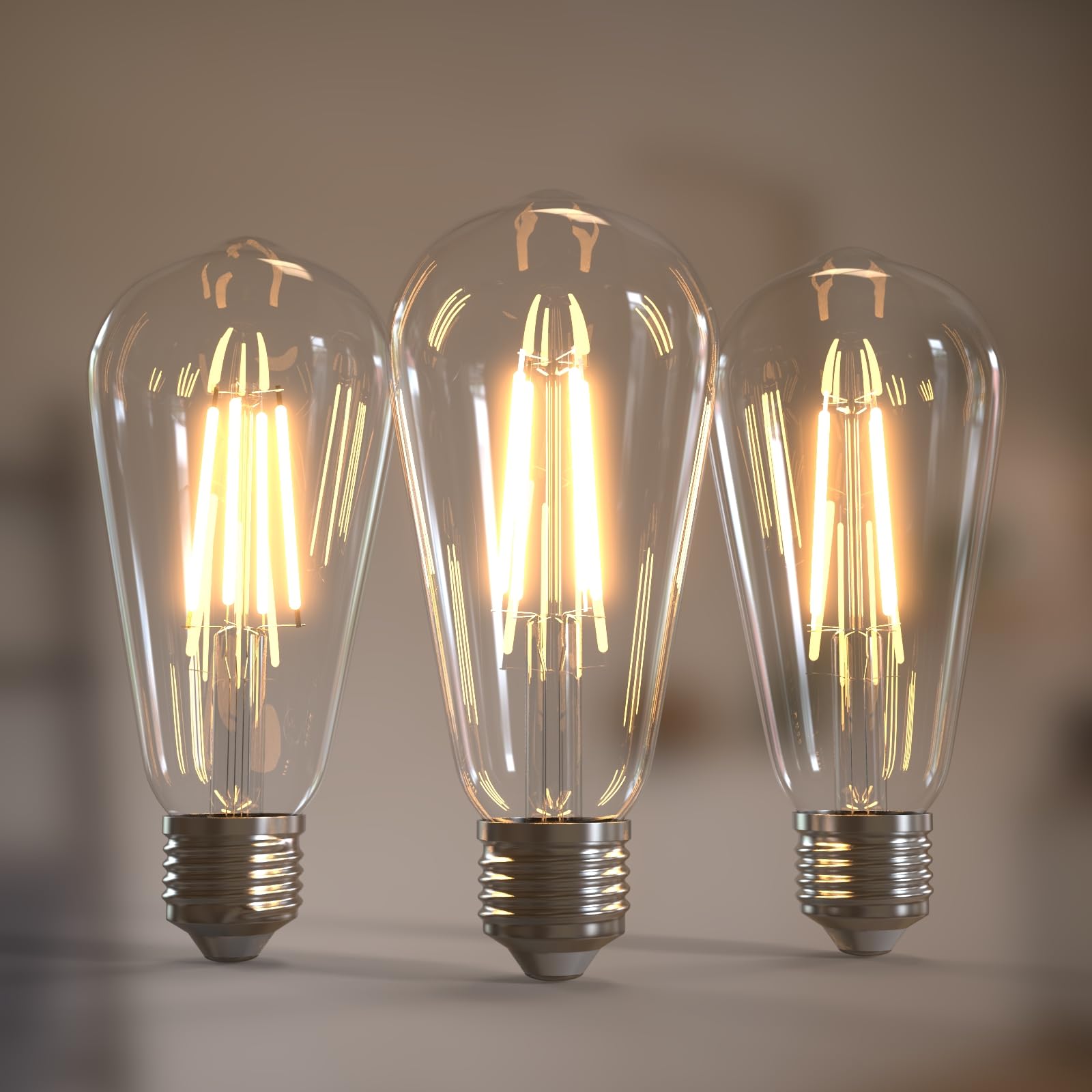 Jensense Edison Bulbs E26 LED Bulb 60 Watt Equivalent, Vintage LED Light Bulbs CRI90+ ST19, Dimmable Clear Light Bulbs (2700K Warm White, 7watt-3 Pack)