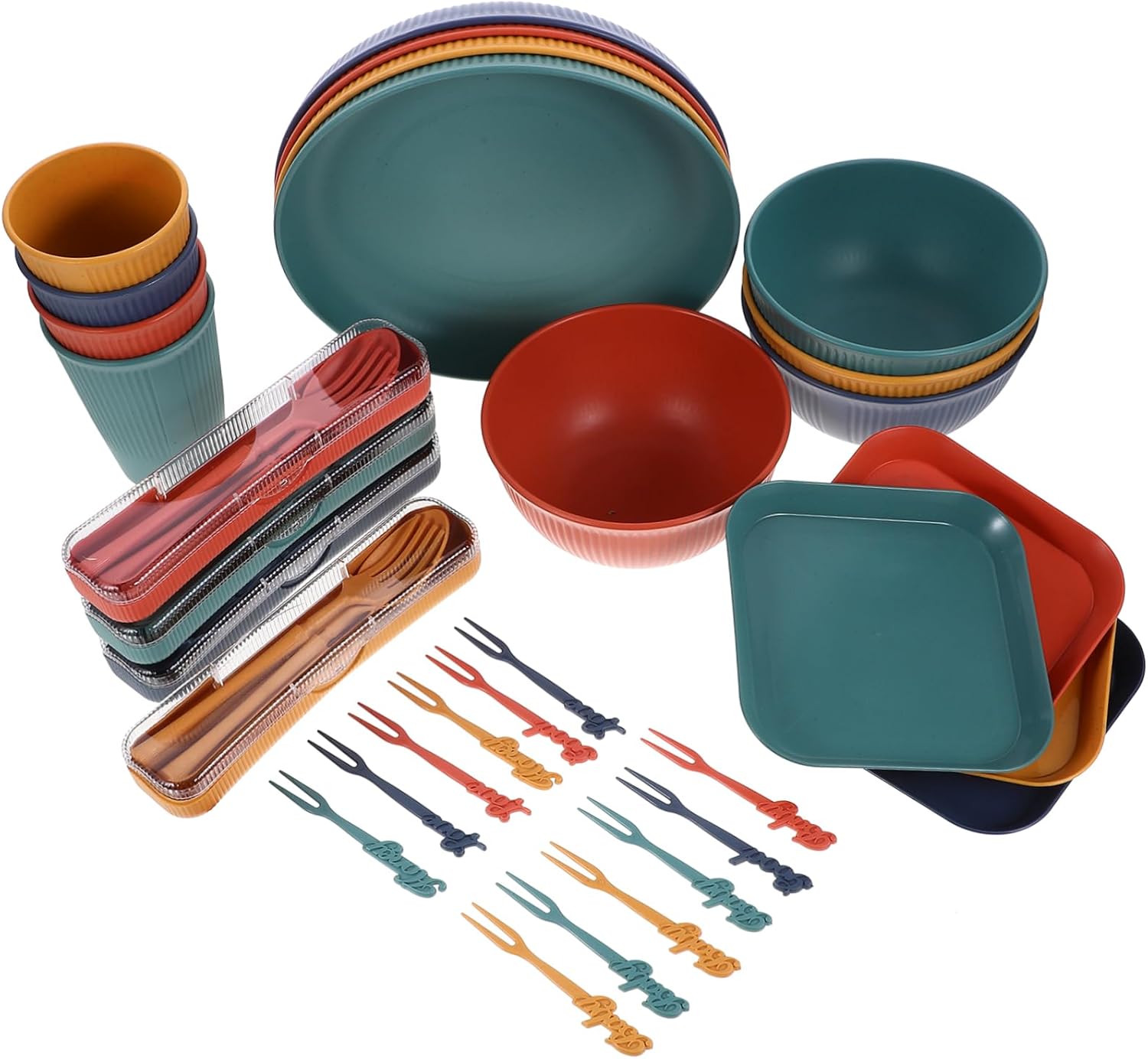 Straw Dinnerware for Camping Picnic Hiking Bbq Rv Home Camping Silverware Picnic Plates and Utensils Set