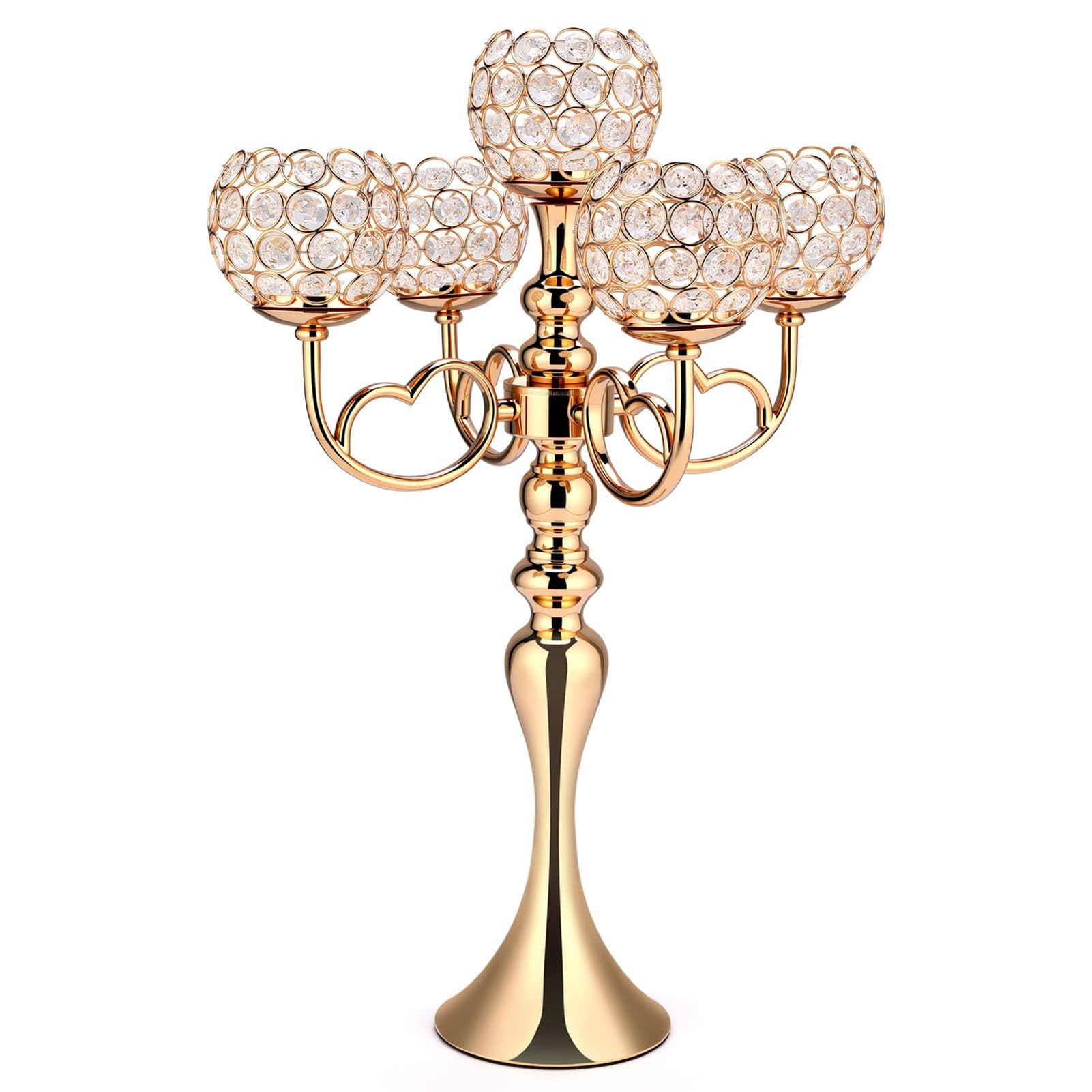 Bougeoir 5 bras chandelier conique doré idée cadeau