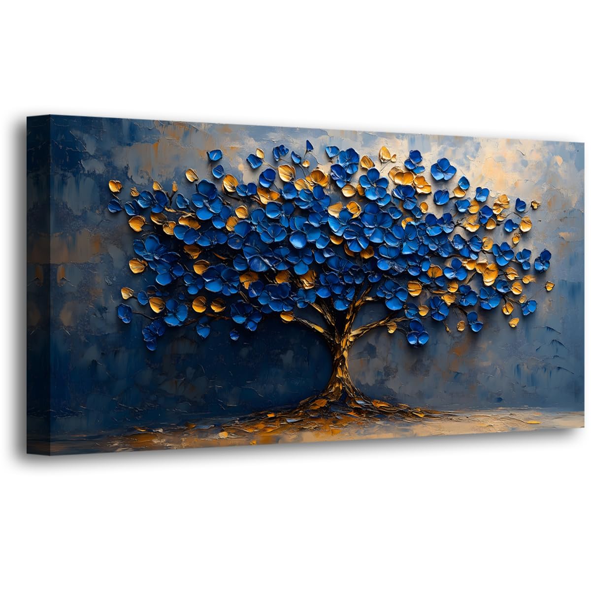 Kunstdruck auf Leinwand, abstrakter Baum, Schlafzimmer, Wanddekoration, Wohnzimmer, Baum des Lebens, Wandkunst, Büro, Küche, Gemälde, Kunstwerk, modern, blau-gelbe Blätter, Bilder, Kunstdrucke