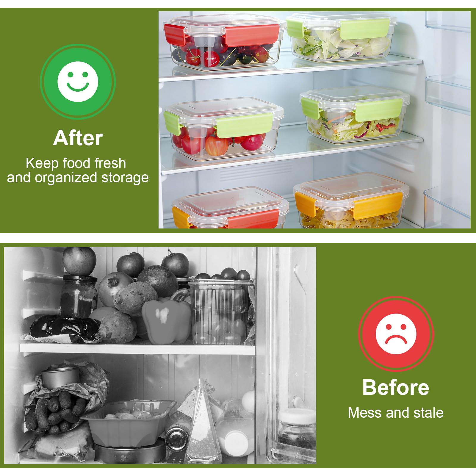 VINATO Set di 6 Contenitori Ermetici per Alimenti da 0.75 Litri, Contentiori in Plastica per Alimenti con Coperchio, 4 Chiusure di Sicurezza, Senza BPA adatti per Microonde e Lavastoviglie