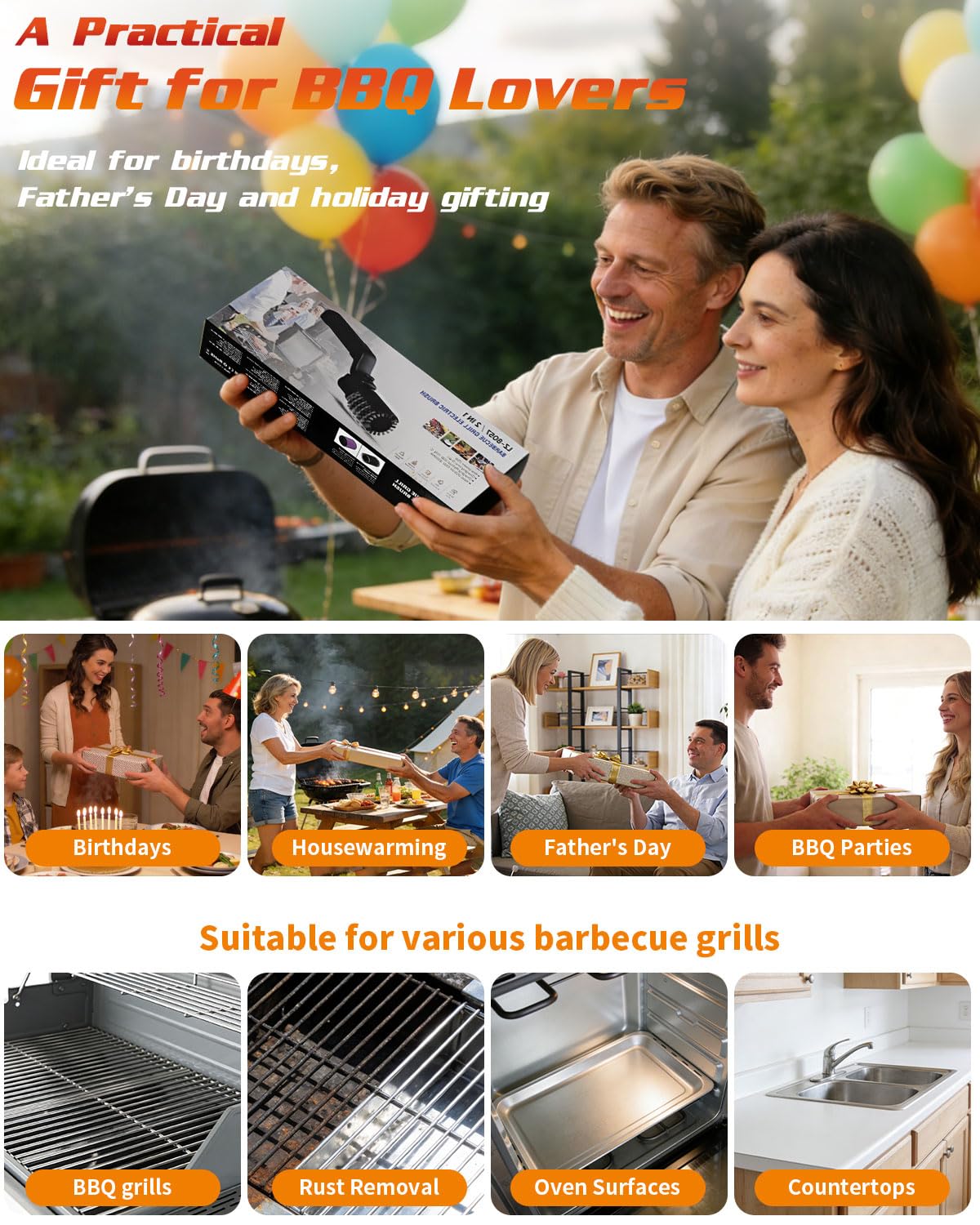 Cepillo eléctrico para parrilla, herramienta giratoria de limpieza de barbacoa de 3 velocidades con cabezal ajustable de 180°, tiempo de funcionamiento de 90 minutos, recargable por USB-C