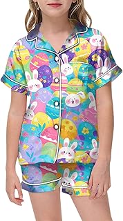 Vestido de playa para niña otoño pijama estampado para niñas para día de Pascua, top de manga corta y pantalones cortos con botones, conjunto de pijama para el hogar, vestido de niña doctor