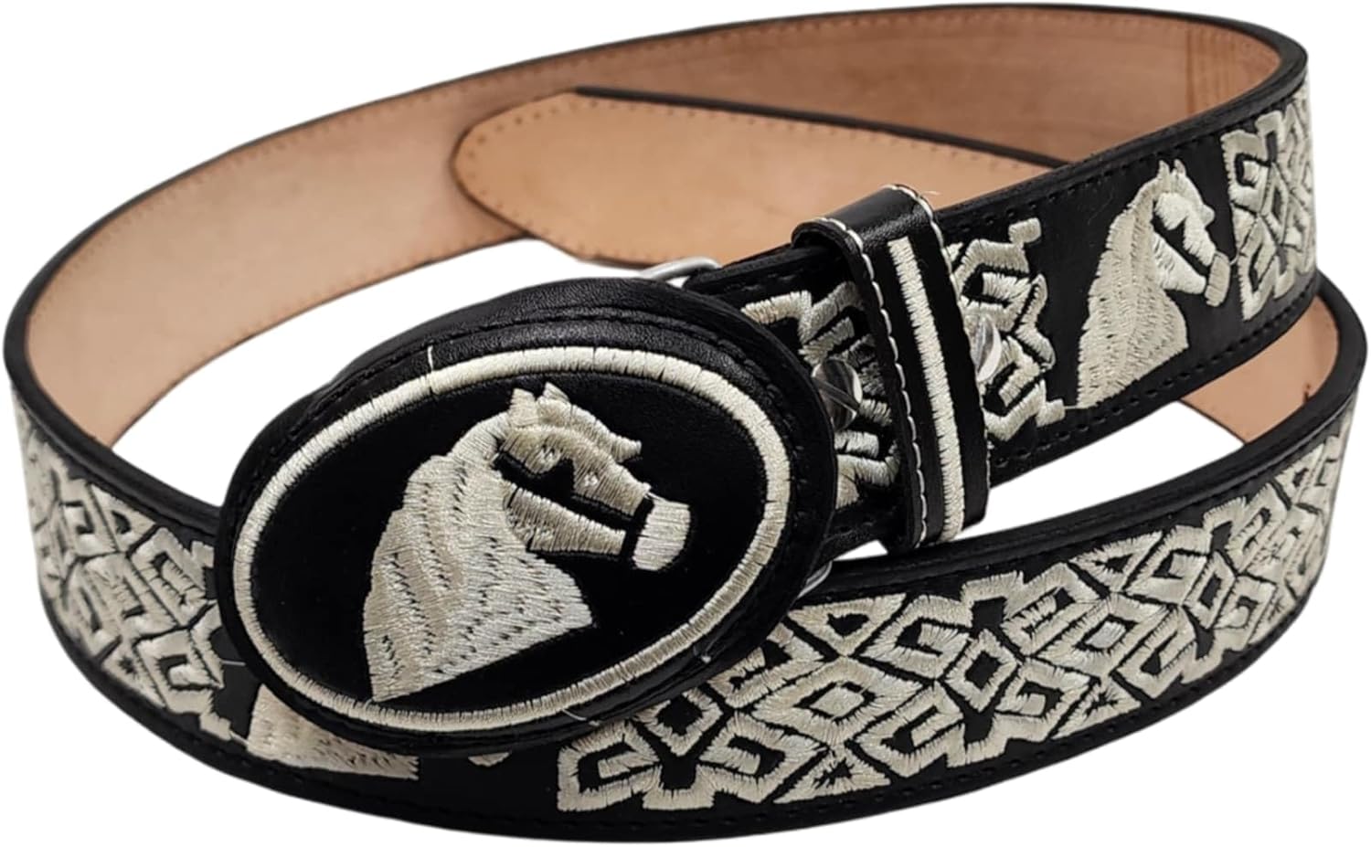 Dona Michi MEN WESTERN LEATHER HORSEHEAD BELT CINTO VAQUERO BORDADO Hand-braided BELT