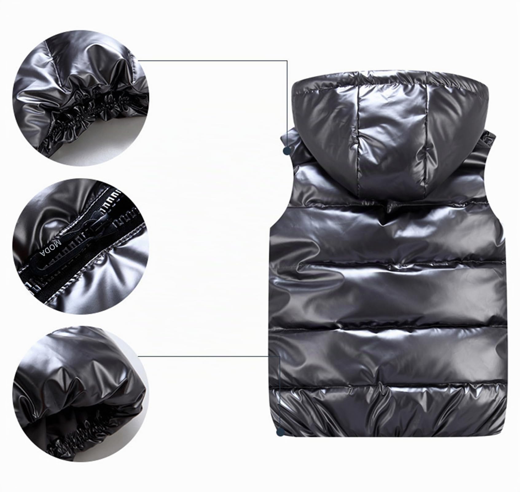 GIBZ Chaleco Acolchado Chaqueta con Capucha Brillante